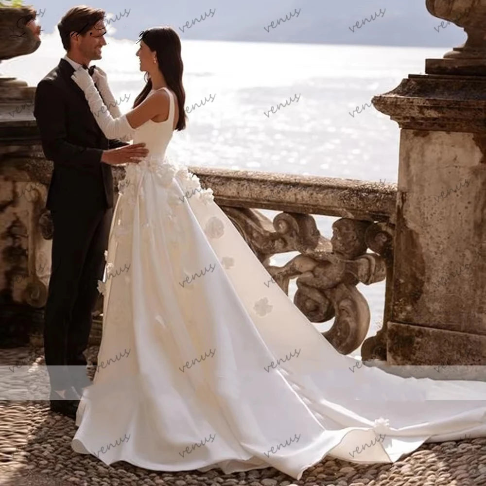 Charming Wedding Dresses Glamorous Bridal Gowns Satin Robes For Formal Party Sleeveless Pretty Vestidos De Novia Customized 2026