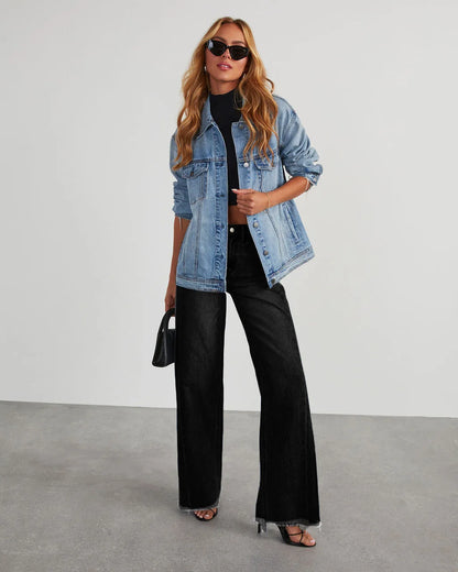 High-waisted Straight-leg Furred Jeans, Women's New Fashion High-waisted Wide-leg Pants Jeans,spring and Autumn for Women Y2k