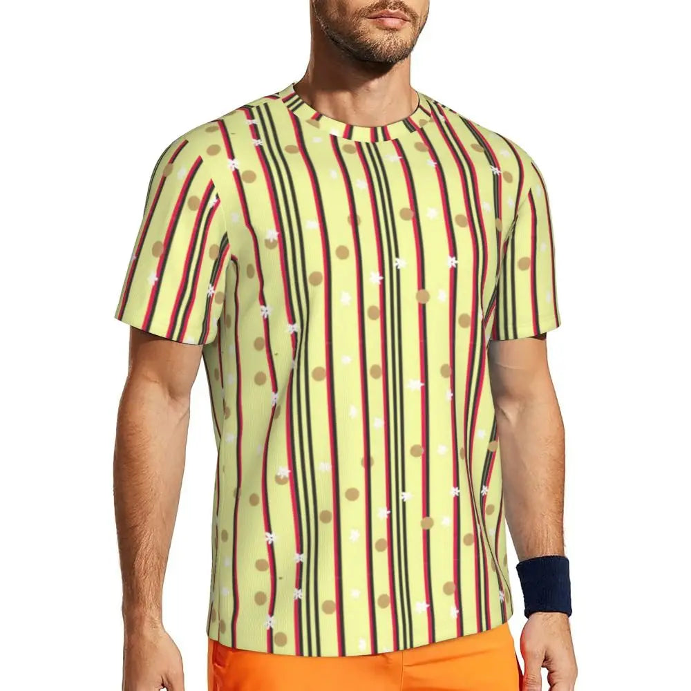 Gym T Shirt For Mens Retro Dots And Stripes T Shirts Fashion Blue Line Design Summer Tees O Neck Basic Graphic Clothes Plus Size