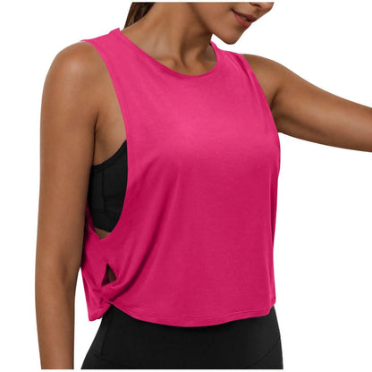Women Sleeveless Yoga Tops Breathable Blouse Cover Up Gym Workout Cool T-Shirt Running Short Tank Crop Top Athletic Vest