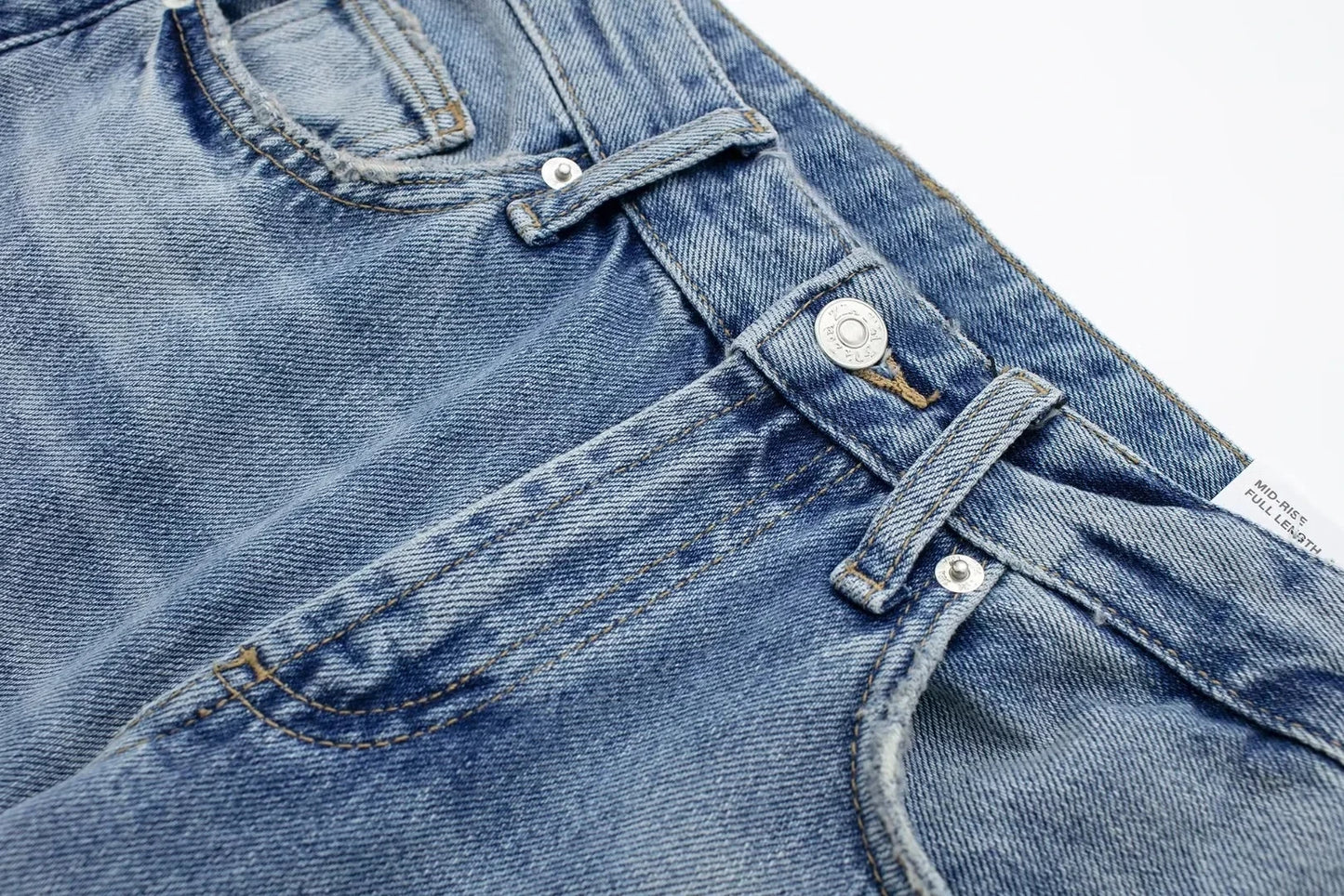 HH Female Fashion Denim Jeans Loose Solid Long Pants With Gradient All Match Streetwear Mujer Casual Baggy Chic Trousers