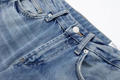 HH Female Fashion Denim Jeans Loose Solid Long Pants With Gradient All Match Streetwear Mujer Casual Baggy Chic Trousers