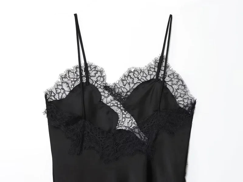 MUJER Women's Tops Black Lace Top Female Sexy Backless Tops for Women Camisole Sleeveless Tops Woman Coquette Tanks Camis Tops