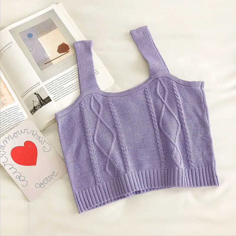 HELIAR Women Flower Embroidery Knitted Crop Tops Women Casual Tube Tops Casual Ribbed Cute Tops Crop Tops Women 2024 Summer