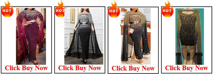 Plus Size Evening Dresses for Women African Luxury Sequin Gown Elegant Turkey Wedding Party Long Dress Ankara Ladies Clothing