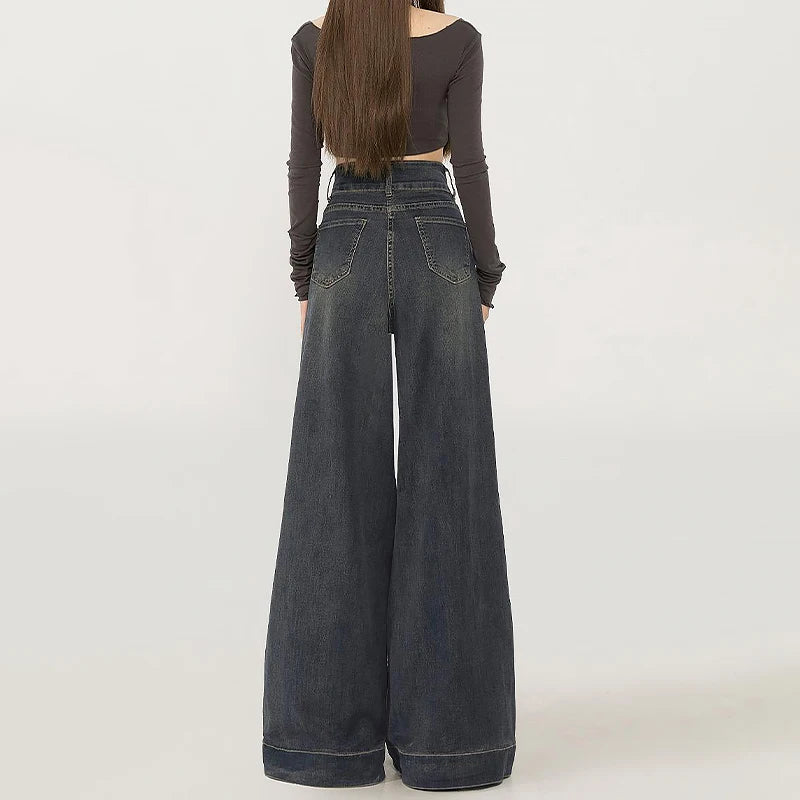 Wide Leg Jeans For Women In Spring And Autumn New High Waisted Loose Floor Jeans