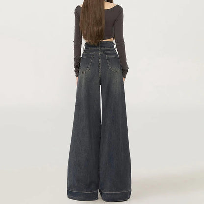 Wide Leg Jeans For Women In Spring And Autumn New High Waisted Loose Floor Jeans