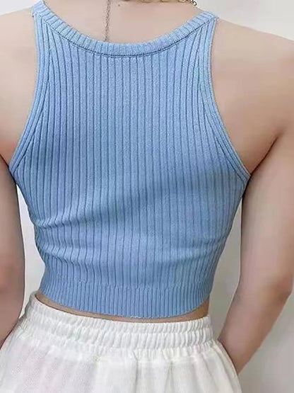 HELIAR Women Plain Halter Tops Knitted Off Shoulder Y2K Tops Camis Sexy Crop Tops Women Tank Tops 2025 Summer