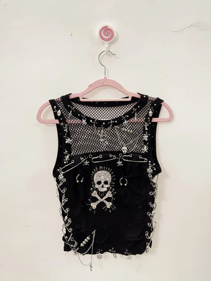 Cross Tank Tops y2k clothes y2k crop top Gothic Tank Tops Punk  Tops harajuku fashionSkull Tank Tops bustier top gothic clothes
