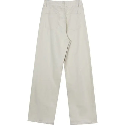 Beige Jeans Women Trendy European Style Loose Casual High Waist Spring All-match Streetwear Ins Hotsweet Simple New Full Length