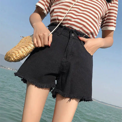 Ripped Jeans for Women Summer Design Niche High Waist Straight Pants Small Wide-leg Pants Retro Floor Trousers Trousers