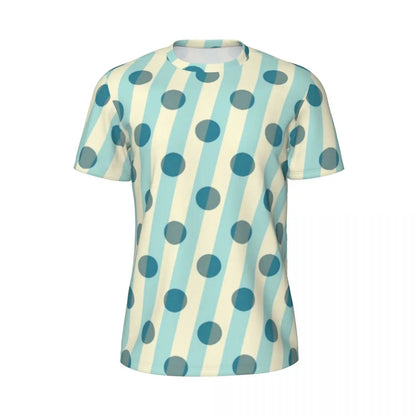 Gym T Shirt For Mens Retro Dots And Stripes T Shirts Fashion Blue Line Design Summer Tees O Neck Basic Graphic Clothes Plus Size