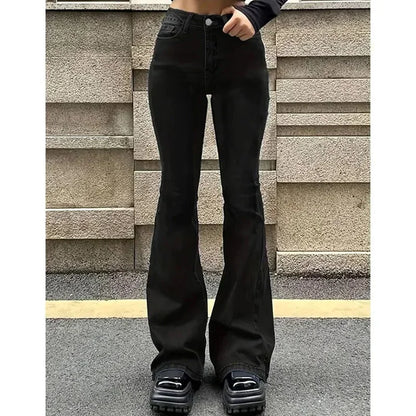 Women High Waist Flare Jeans Lady Fashion Comfortable Bootcut Denim Pants Female Slim Fit Bell Bottoms Retro Blue Nice Trousers