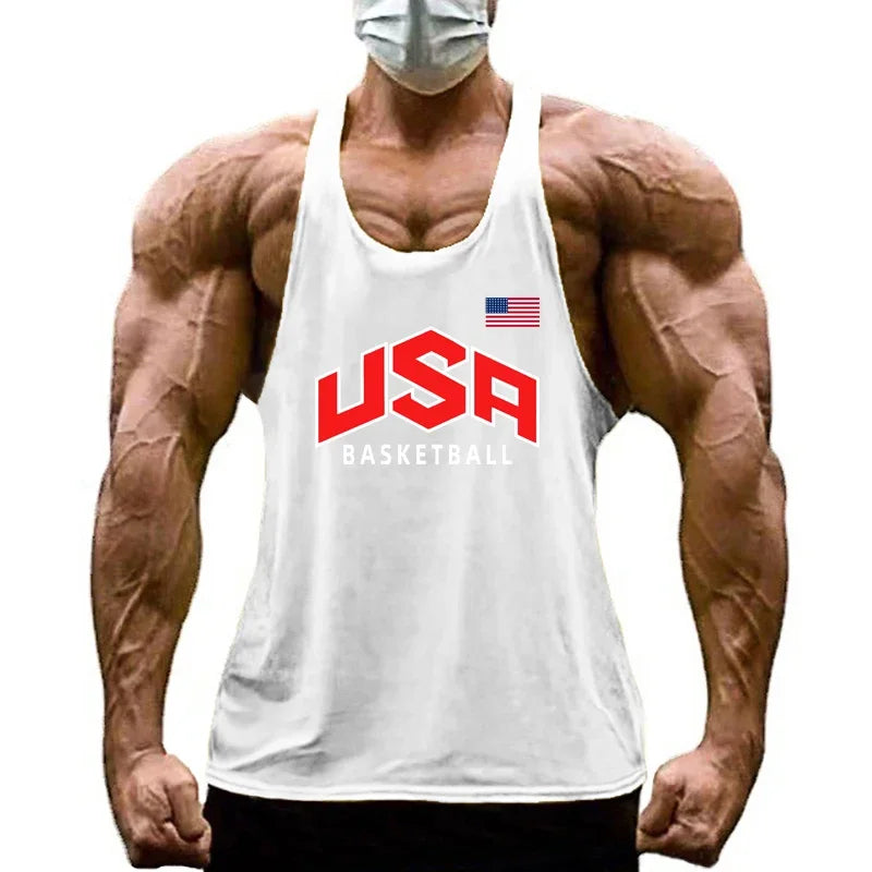 Mens Basketball Training Clothing Bodybuilding Workout Tank Tops Cotton Breathable Sport T-shirt Gym Fitness Running Singlets