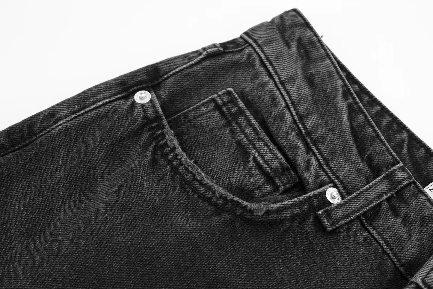 HH Female Fashion Denim Jeans Loose Solid Long Pants With Gradient All Match Streetwear Mujer Casual Baggy Chic Trousers