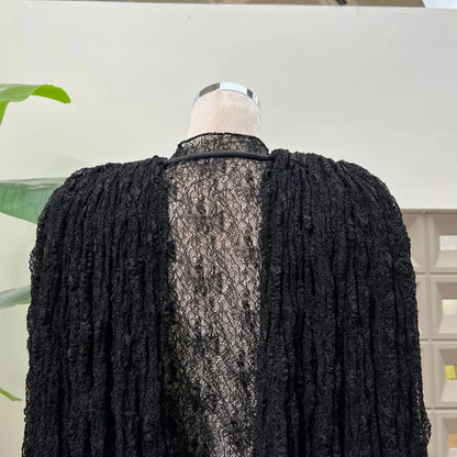 Chic Sheer Three Pieces Mini Dresses For Women Sexy O Neck Long Sleeve Tops Shorts Celebrity See Through Birthday Luxury Outfit