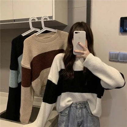 Tops Sweaters For Women With Headings Ladies Sweater Pullover Cropped Autumn 2025 Trend Cute Kawaii Black Knitted High Quality