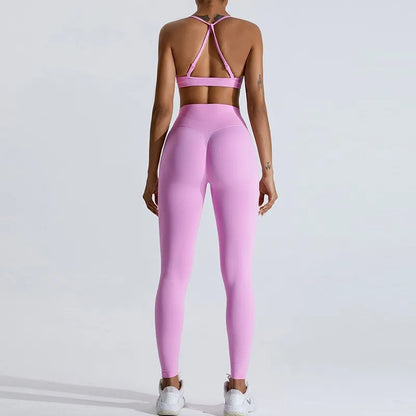 Gym Clothes Women 2 Pcs Yoga Set Breathable Sports Bra High Waist Leggings Women's Tracksuit Sportswear Fitness Suit Activewear