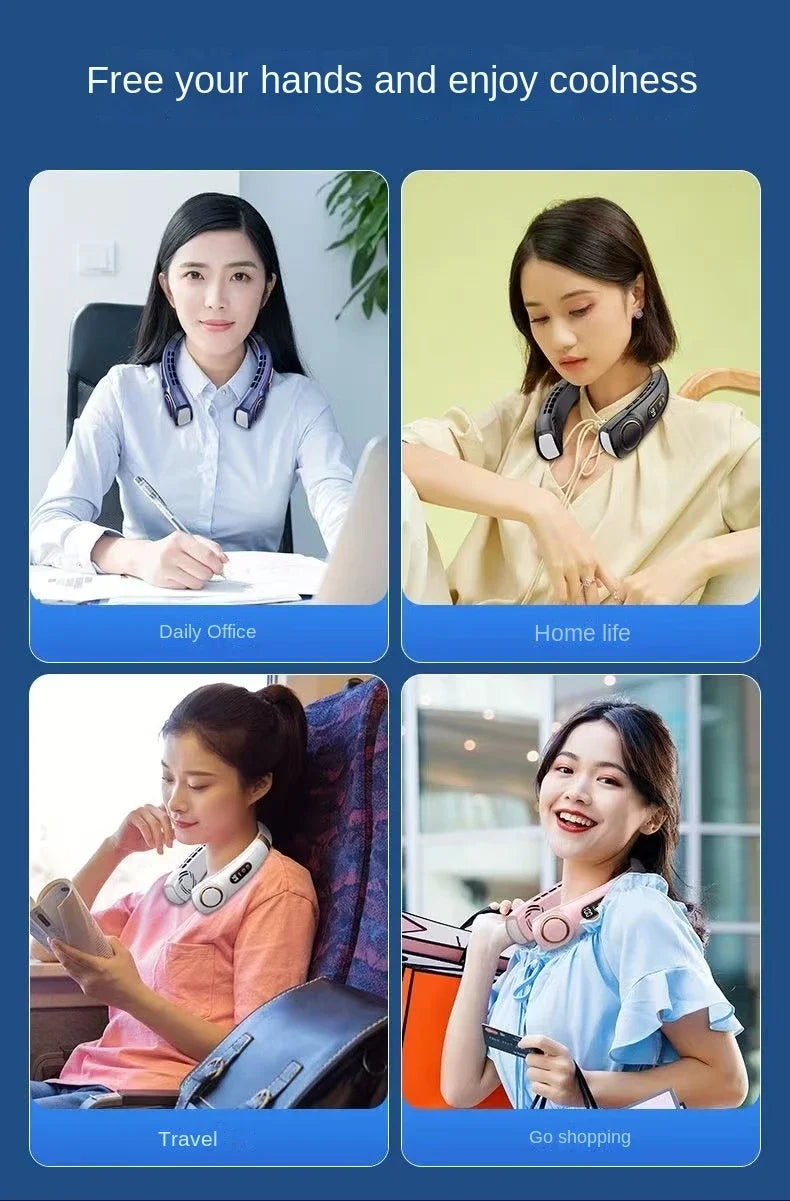 XIAOMI Charging Neck Fan 5 Speed Portable Digital Display 4000mAh Rechargeable Bladeless Electric fan Air Conditioner For Sport