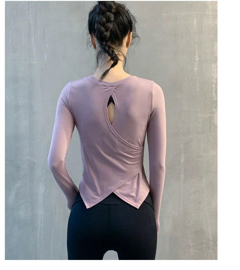 Yoga Tops for Women, Long-Sleeved Fitness Clothes, Sportswear, Running Training Clothes, Breathable Quick-Drying Clothes, Pilates High-End Sportswear