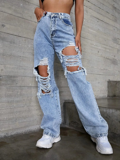 Europe and The United States New Women's Fashion Trend Ripped Jeans for Women