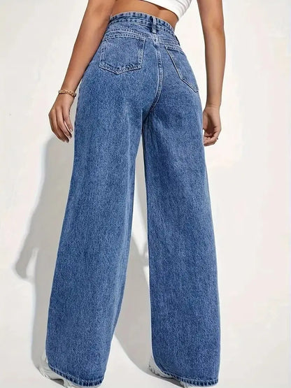 Spring 2026 New High Waist Straight Slim Jeans Women Mopping Wide Legs European and American Loose Jeans