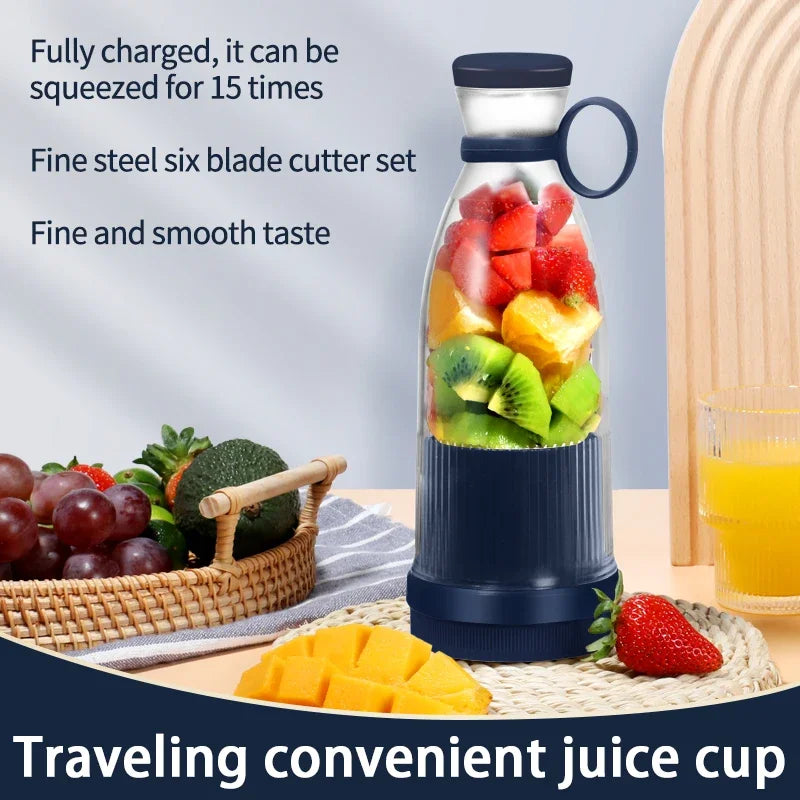 Portable Electric Juicer Cup 6 Blades USB Milkshake Blender Mini Fruit Milk Mixer Fresh Juice Sport Bottle for On-the-Go