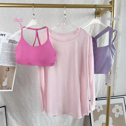 Women's Gym Clothing Summer Yoga Shirts & Blouses Fitness Sport Running T-shirt Female Short Sleeve Workout Tops Long Sleeve👚