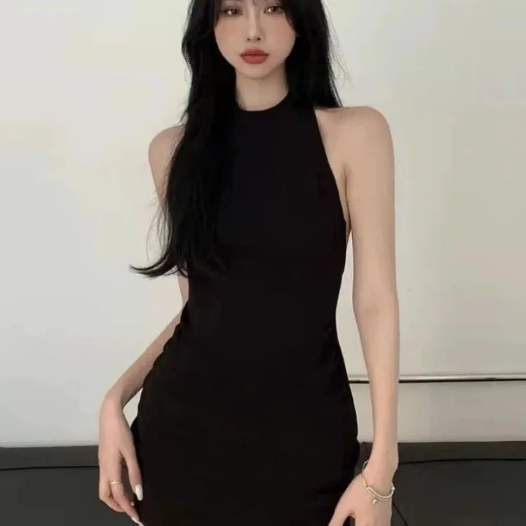 Black Sexy Mini Dresses Women Sweet Hot Girls Slim Fashion Backless Party Bodycon Dress Summer Korean Style Clubwear Vestidos