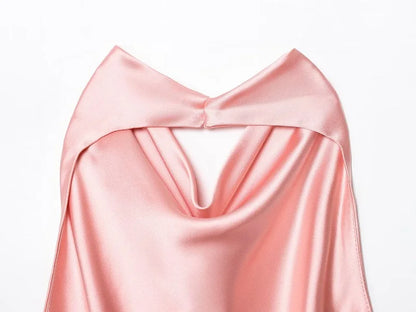 MUJER 2025 Halter Tops for Women Black Satin Backless Top Female Pink Summer Beach Top Woman off Shoulder Camisole Top Women