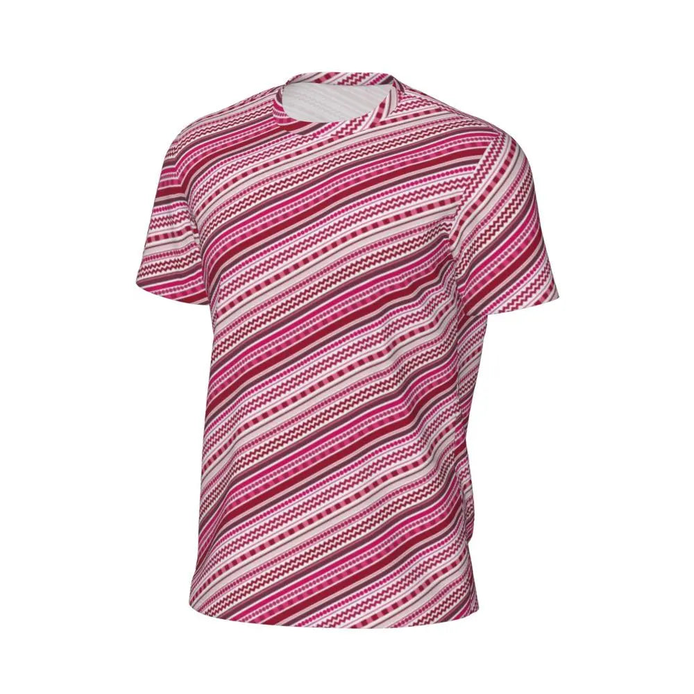 Gym T Shirt For Mens Retro Dots And Stripes T Shirts Fashion Blue Line Design Summer Tees O Neck Basic Graphic Clothes Plus Size