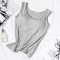 2023 Women's Vest Tops with Built In Bra Neck Vest Solid Color Padded Slim Fit Tank Tops Sexy Shirts Feminino Casual Tank Tops