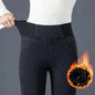 High-waisted Jeans Women's Trousers Autumn and Winter New Slim-fitting Elastic-waisted Trousers with Velvet