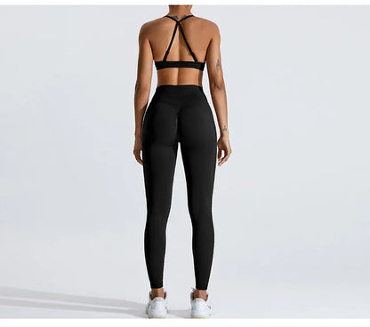 Gym Clothes Women 2 Pcs Yoga Set Breathable Sports Bra High Waist Leggings Women's Tracksuit Sportswear Fitness Suit Activewear