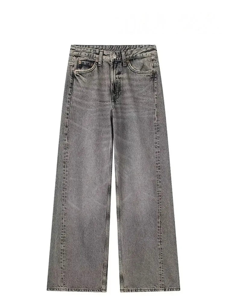 HH Jeans For Women 2023 Worn In All Seasons Denim 4 Colors Long Trousers Female Cool High Street Women's Wide Leg Pants
