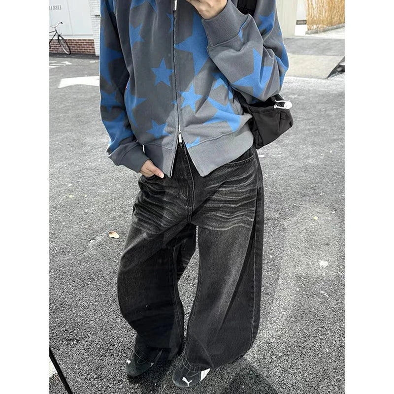 YIBASHU Women Y2k Jeans Harajuku Aesthetic Japanese 2000s Style Baggy Denim Trousers Vintage Oversize Jean Pants Trashy Clothes
