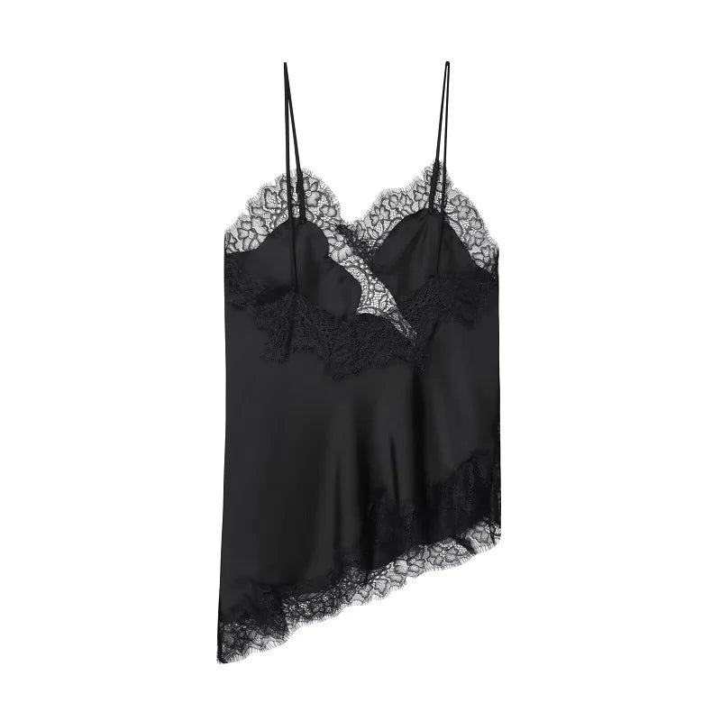 MUJER Women's Tops Black Lace Top Female Sexy Backless Tops for Women Camisole Sleeveless Tops Woman Coquette Tanks Camis Tops