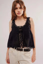 Sleeveless Tank Tops For Women Blouses Summer Boho Beach Wear 100%Cotton Splicing lace Shirts Loose Casual Ladies Blusas Camis