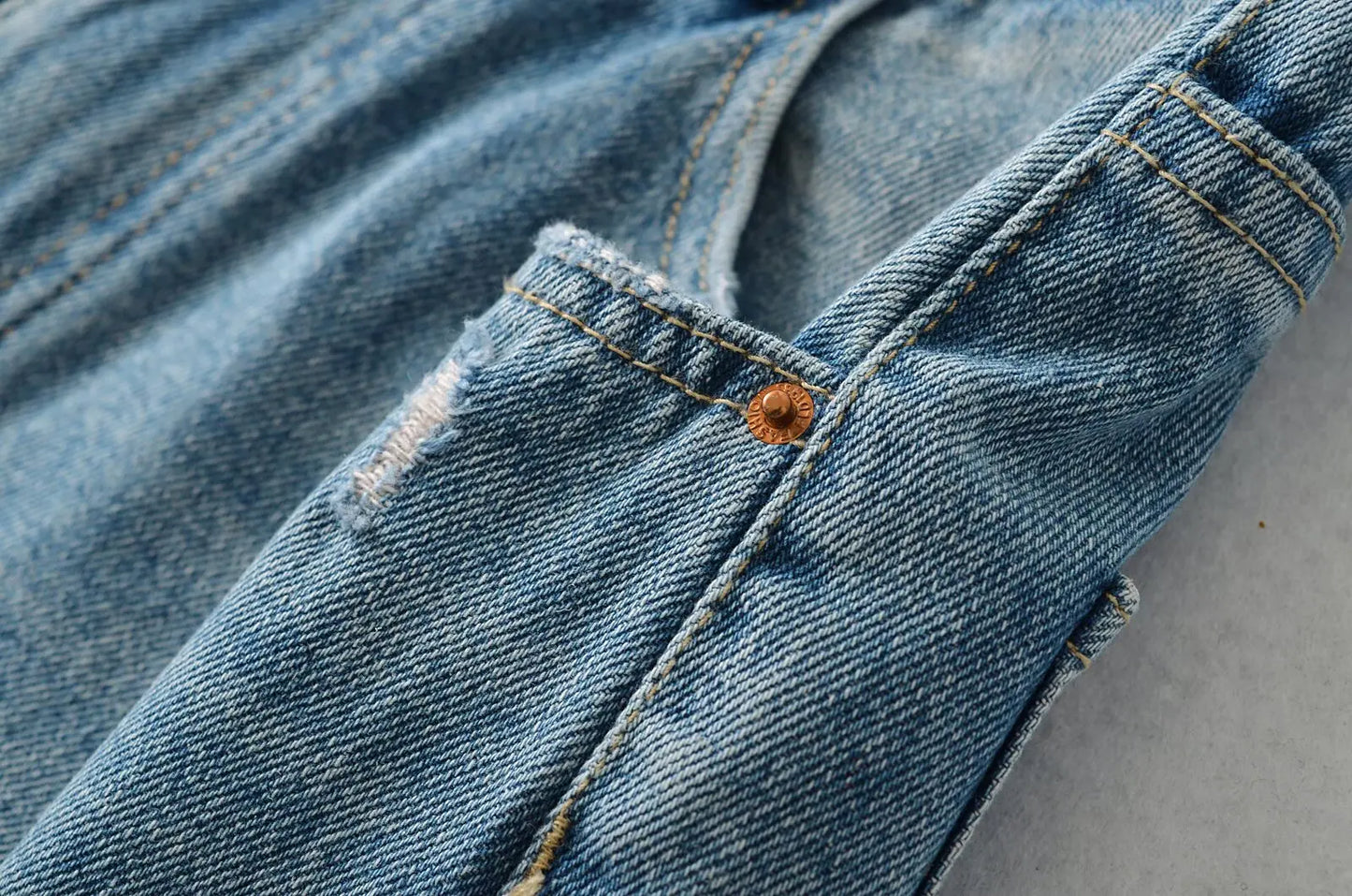 Women's Destroyed Jeans 2025 Spring Summer High Waist Loose Leg Floor-Length Distressed Denim Vintage Daily Staple