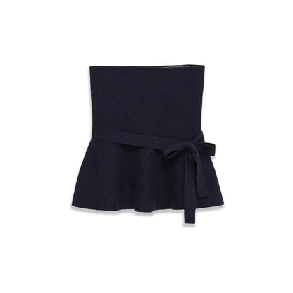 HH Women New Fashion Short Skirt Style Hem Knitted Bow Top Female Summer Sexy Sleeveless Backless Casual Solid Slim Tops Mujer