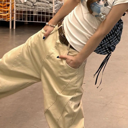 Female Clothing High Waist Denim Jeans Baggy Wide Leg Star Jeans Women Y2k Retro Loose Casual Pants Lady