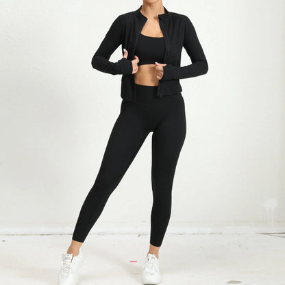 Yoga Gym Sets Jacket Leggings Sportswear Woman Gym Sports and Fitness Workout Clothes for Women 2 Piece Sets Womens Outfits
