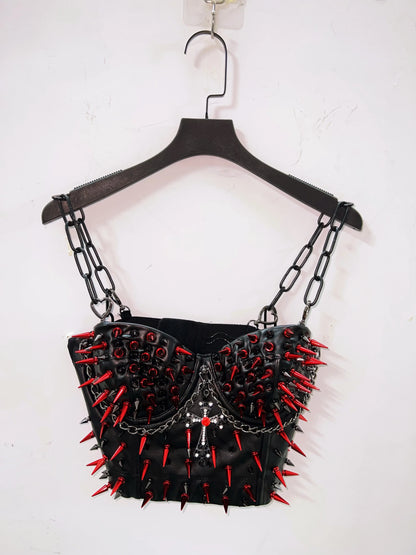 Cross Tops e girl clothes Gothic Tank Tops Punk Tank Tops  vintage tops y2k clothes y2k crop top gothic clothesRivets Tank Tops