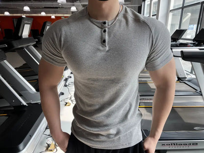 Gym Men's Summer Sports Quick Dry Tight Muscle Short Sleeve T-shirt Fitness Training Casual Tops Slim Man Bodybuilding Clothing