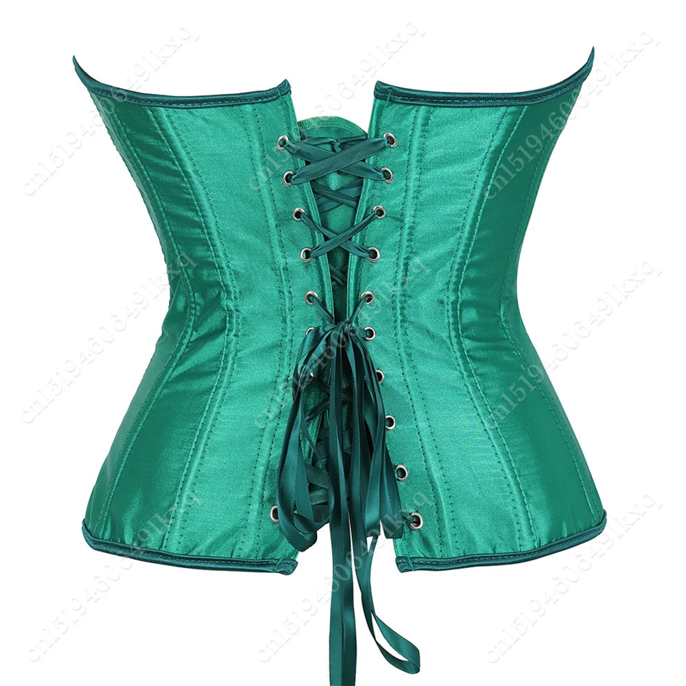 Corset Tops for Women Overbust Bustier Satin Sexy Lace up Corset Orange