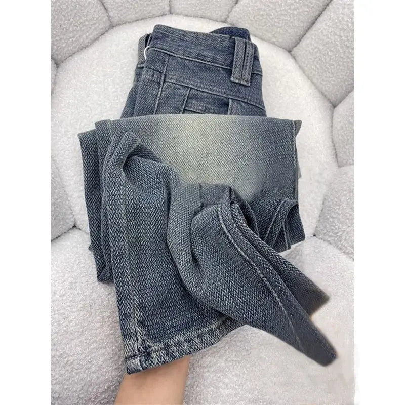 Wide Leg Jeans Women Plus Velvet Thicker Warm Vintage High Waist Casual Autumn Winter Streetwear Fashion Teens Personality Ins