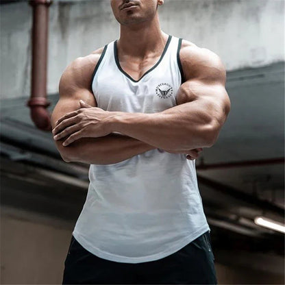 Gym Bodybuilding Sports T-shirt Workout Muscle Vest Fitness Cotton Breathable Sleeveless T-shirt Men Training Tank Tops