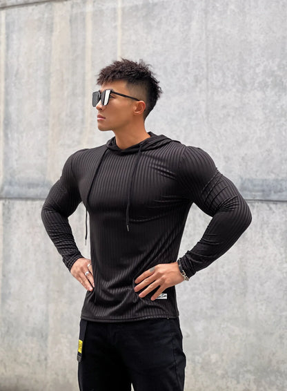 Gym Fitness T-shirt Men Casual Long Sleeve Skinny Shirt Male Bodybuilding Tees Tops Running Sports Quick Dry Training Clothing
