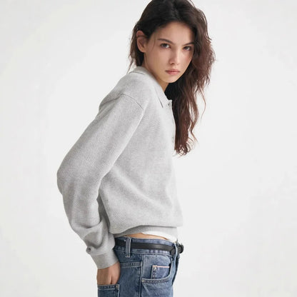 2025 Fall Polo's Shirts Long Sleeve Waffle Knit Tops For Women