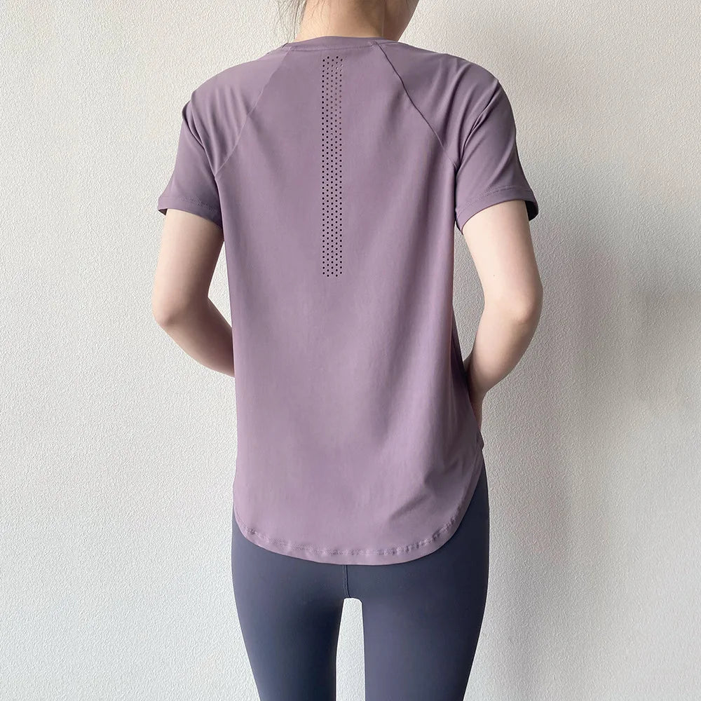 Sportswear Woman Gym 2026 Yoga Clothes Women T-Shirt Short Sleeve Quick Dry Fitness Top Breathable Running Shirt Yoga Wear